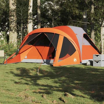 vidaXL Tunneltent 6-persoons waterdicht grijs en oranje, Caravans en Kamperen, Tenten, Verzenden, Nieuw, Tot en met 2
