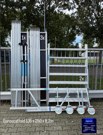 NR1 Rolsteiger bestellen euroscaffold 135x250x8.2m BEZORGD, Verzenden, Nieuw, Rolsteiger of Kamersteiger, 5 meter of hoger