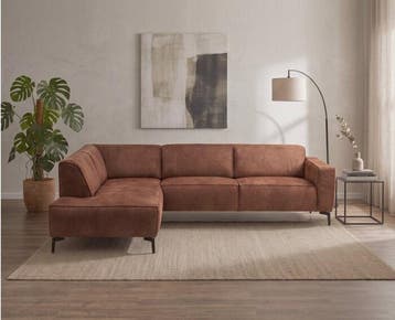 Hoekbank Varello Cognac- Tauro 13 – Ottomane links – 270x209, Huis en Inrichting, Ophalen of Verzenden, Nieuw