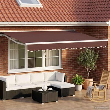 vidaXL Elektrisch Uittrekbaar Zonnescherm Bruin en wit 2,5 x, Verzenden, Nieuw