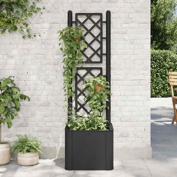 vidaXL Plantenbak hoog met latwerk en zelfbewateringssysteem, Kunststof, Verzenden, Minder dan 60 cm, Nieuw