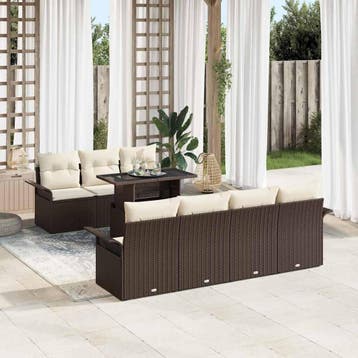 vidaXL Tuin Sofa Set 8 st Bruin [Synthetisch]: Poly Rattan, Verzenden, Nieuw, Rotan, 8 zitplaatsen
