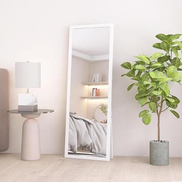 Passpiegel 140x50 cm - Wit Houten Frame - Retourdeal, Huis en Inrichting, 100 tot 150 cm, Ophalen of Verzenden, Zo goed als nieuw
