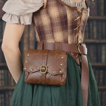 Middeleeuwse Leren Buiktas - Steampunk & Viking Stijl Portem, Verzenden