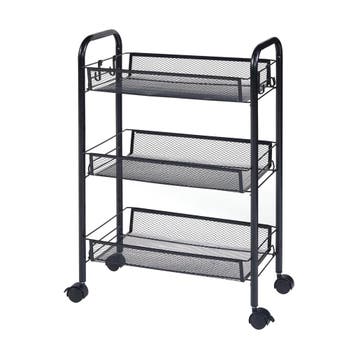 [en.casa] Keukentrolley Tromsø met 3 manden 63x44x26 cm zwar, Verzenden