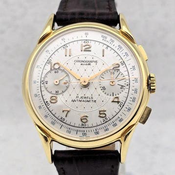 Chronographe Suisse - Cal. Landeron 54 - Plaquê Ouro -, Nieuw