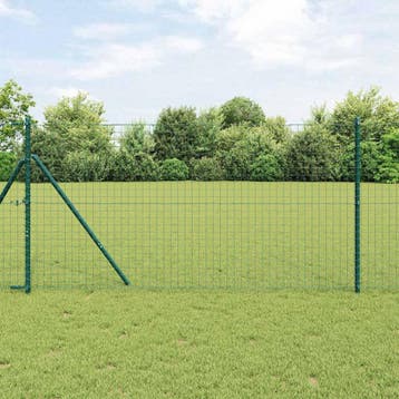 vidaXL ingegraven hekpalen 7 st Groen Gepoedercoat staal, Verzenden, Nieuw