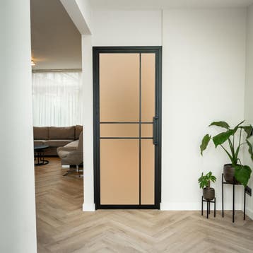 Stalen Binnendeur Zwart 6 Vlaks Mat glas Luxe design*, Minder dan 80 cm, Binnendeur, Nieuw, Metaal