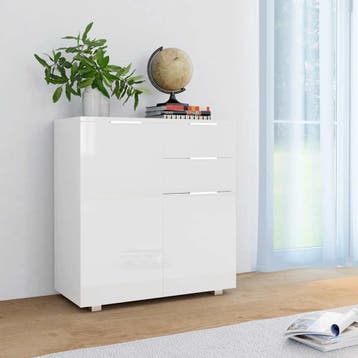 vidaXL Dressoir 71x35x80 cm spaanplaat hoogglans wit, Huis en Inrichting, Kasten | Dressoirs, Verzenden, Nieuw, 50 tot 100 cm