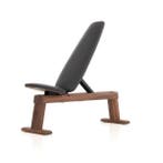 NOHRD WeightBench Halterbank Notenhout, kunstleer zwart, Verzenden, Nieuw