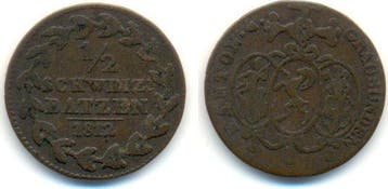 1/2 Batzen 1812 Schweiz: Graubuenden Kanton:, Verzenden
