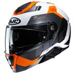 HJC i91 Carst Wit Oranje Systeemhelm, Motoren, Nieuw met kaartje, Systeemhelm, HJC, Heren