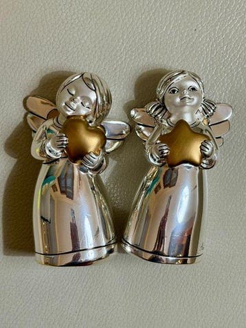 Arde - Beeldje - Angel Pair with Gold Hearts - 612 g (2) -