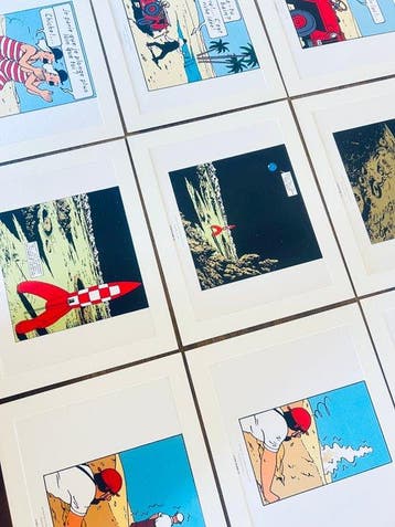 Set von 9 Tintin (Tim und Struppi) Lithografien – Hergé, Nieuw