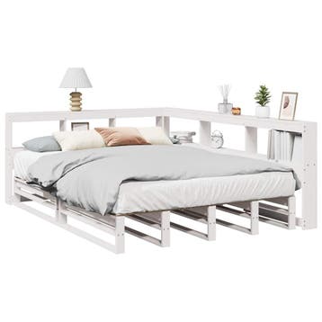 vidaXL Bed met boekenkast zonder matras grenenhout wit, Verzenden, Wit, 190 cm of minder, Overige maten