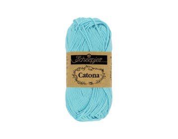 Scheepjes Catona - 10g - 397 Cyan - Haakgaren / Breigaren, Ophalen of Verzenden, Nieuw, Breien of Haken, Wol of Garen