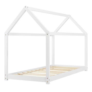 Kinderbed grenen bed huisbed 200x90 met matras wit mat, Verzenden, Nieuw