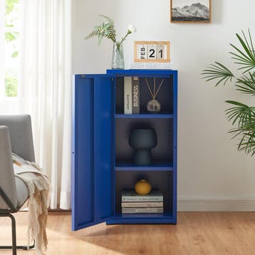 Metalen kast Burlöv 88x40x35 cm blauw [en.casa], Verzenden, Nieuw in verpakking