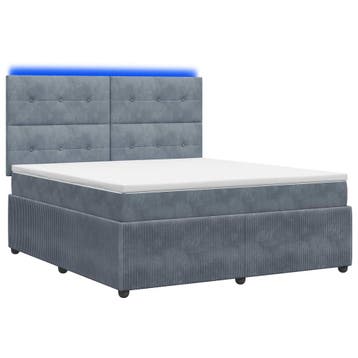 vidaXL LED Boxspring Bed met Matras Donkergrijs 160 x 200 cm, Huis en Inrichting, Slaapkamer | Bedden, Verzenden, Nieuw, Stof