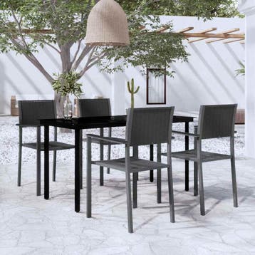 vidaXL 5-delige Tuinset zwart, 4 zitplaatsen, Verzenden, Textileen, Nieuw