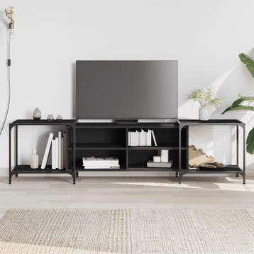 vidaXL Tv-meubel 203x37x50 cm bewerkt hout zwart, Verzenden, Nieuw, 200 cm of meer, Minder dan 100 cm