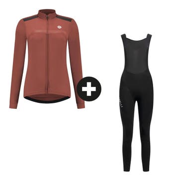 Rogelli Mono Voor- &amp; Najaars Fietsset – Chutney Black, Rogelli, Verzenden, Nieuw, Overige maten
