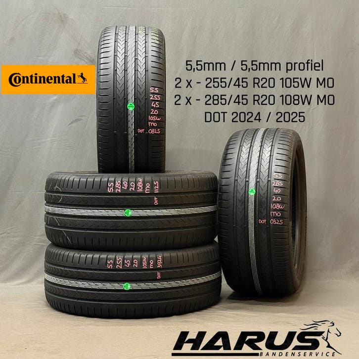 255/45/20 285/40/20 MO Continental zomerbanden 5,5mm profiel, Auto-onderdelen, Banden en Velgen, 20 inch, Erkend duurzaam, Zomerbanden