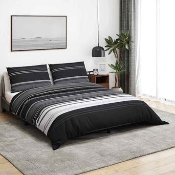 vidaXL Dekbedovertrekset 260x220 cm katoen zwart en wit, Verzenden, Nieuw, Zwart