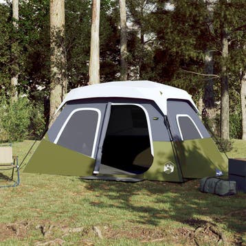 vidaXL Tent met LED 6-persoons snelontgrendeling lichtgroen, Verzenden, Nieuw, Tot en met 2