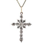 Zilveren vintage victoriaanse kruis hanger met roosdiamant, Ophalen of Verzenden, Nieuw