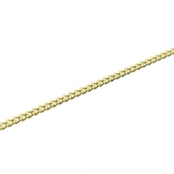 Gouden gourmetschakel ketting met vaste hanger en zirconia, Gebruikt, Ophalen of Verzenden, Met edelsteen, Goud