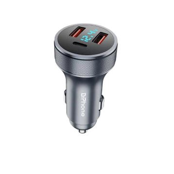 DrPhone 72W Autolader met LED Display – 3 Poorten (A 18W +A, Verzenden, Nieuw