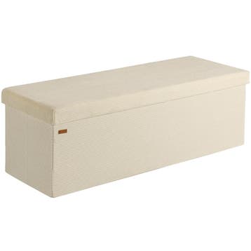 Opbergbank Beige Koord 114x38x38cm MDF opvouwbaar (Meubelen), Verzenden