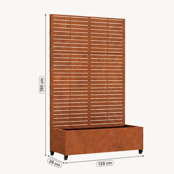 Plantenbak met privacyscherm Nodepp 190x120x38 cm patina cas, Verzenden, Nieuw