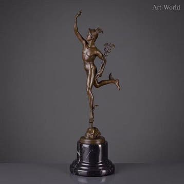 Beeld, Groot formaat sculptuur van Mercury 43 cm - 43 cm -, Antiek en Kunst