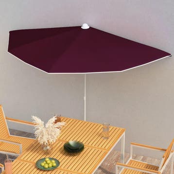vidaXL Parasol half met paal 180x90 cm bordeauxrood, Verzenden, Nieuw, 1 tot 2 meter