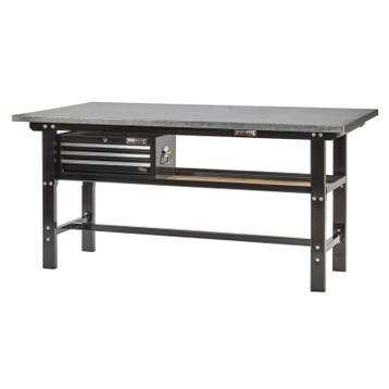 Werkbank zwart 200 cm met zinken werkblad en, Doe-het-zelf en Verbouw, Werkbanken, Ophalen of Verzenden, Nieuw