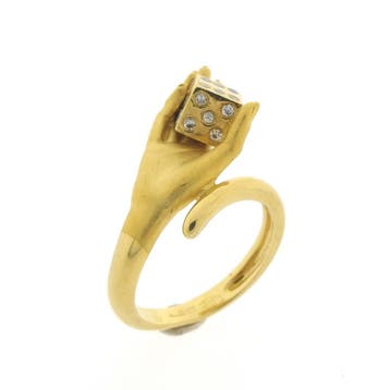 Carrera y Carrera vintage gouden ring met diamanten; 0,20..., Gebruikt, Ophalen of Verzenden, Kleiner dan 17, Met edelsteen