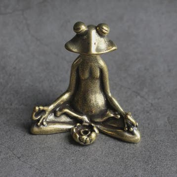 Meditatie Kikker Beeldje Antiek Messing - Wierookhouder & Ze, Dieren en Toebehoren