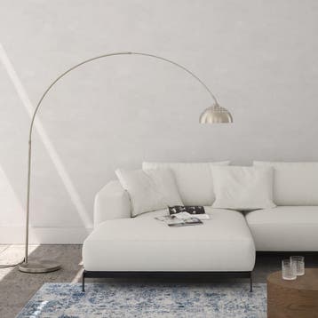 Booglamp Arcus, staal, retro-stijl, 60W - Mat nikkel, Huis en Inrichting, Verzenden, Nieuw