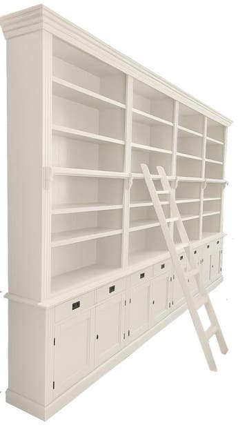 Boekenkast XXXL wit met trap Reeuwijk 400 x 260cm, Ophalen of Verzenden, Nieuw