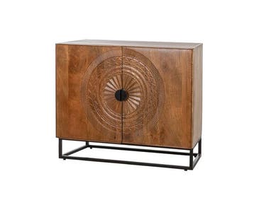 Opbergkast Maya 2-deurs mangohout Laag 90x45x90 cm, Ophalen of Verzenden, Nieuw