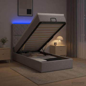 vidaXL Ottoman Bed met Matrassen en LED Lichtgrijs 90 x 190, Verzenden, Nieuw, Eenpersoons