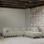 Luxe hoekbank met beige stof uit voorraad leverbaar - Actie, Ophalen of Verzenden, Nieuw, Stof, Modern, Landelijk