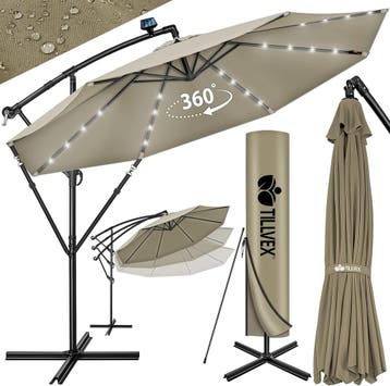 Zweefparasol - Tuinparasol - Parasol 300 cm - Met voet - Met, Verzenden, Zo goed als nieuw