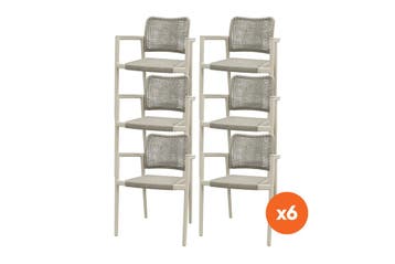 VDG Set van 6 - Moretti rope stapelbare dining tuinstoel -, Tuin en Terras, Verzenden, Nieuw, Overige materialen