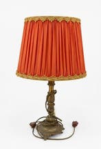 Tafellamp - Messing, Textiel, Metaal - Vintage lamp