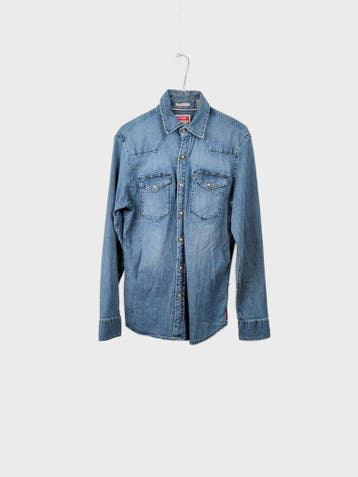 Wrangler Casual overhemden Heren maat M Blauw Vintage, Ophalen of Verzenden, Nieuw