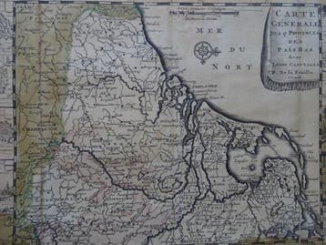 zeldzame gravure 17 provincies en steden de la Feuille, 1710, Antiek en Kunst, Cartografie, Gravure, Origineel, 1700 - 1799