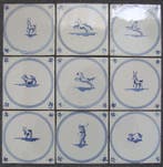 Tegel - 9 super mooie Springertjes. - 1750-1800